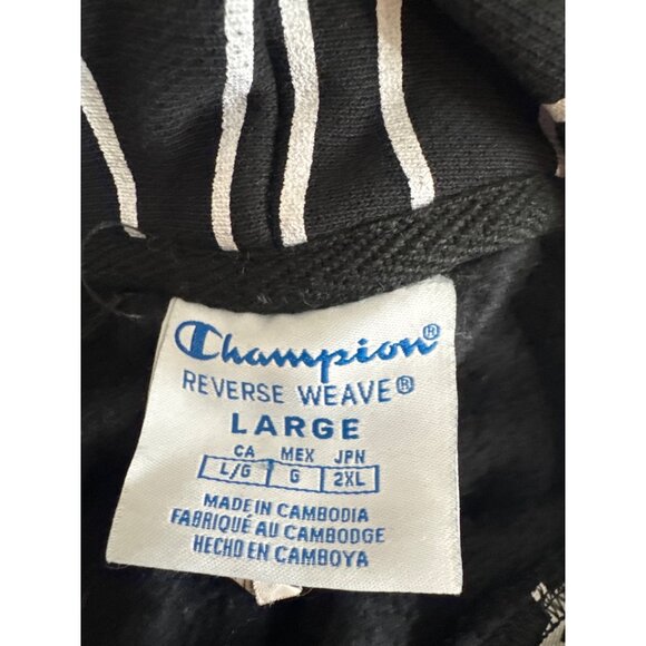Champion Reverse Weave All Over Print Hoodie Black White size large - Picture 6 of 8